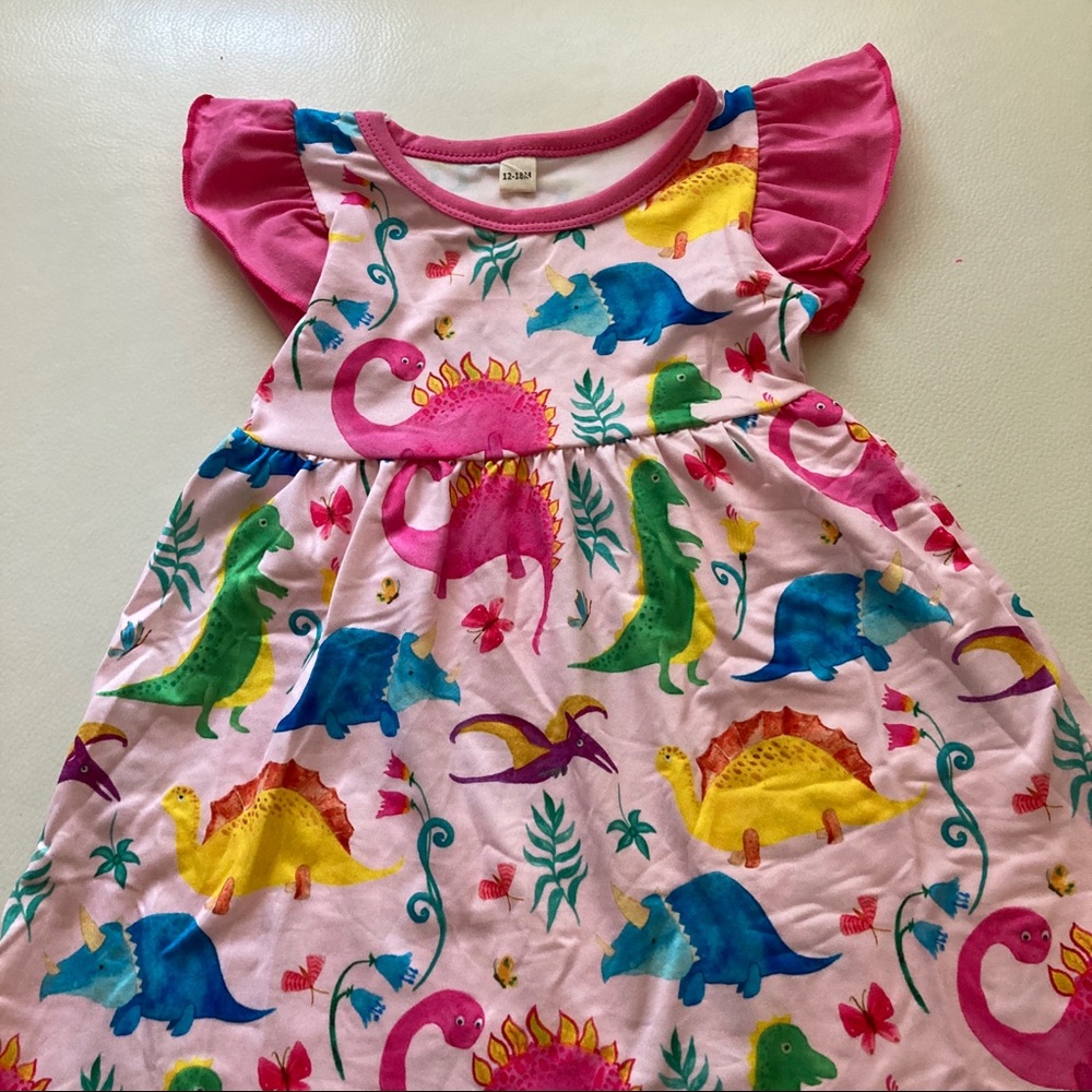 Boutique Dinosaur 🦖 🦕 hot pink ruffle dress - Picture 5 of 5